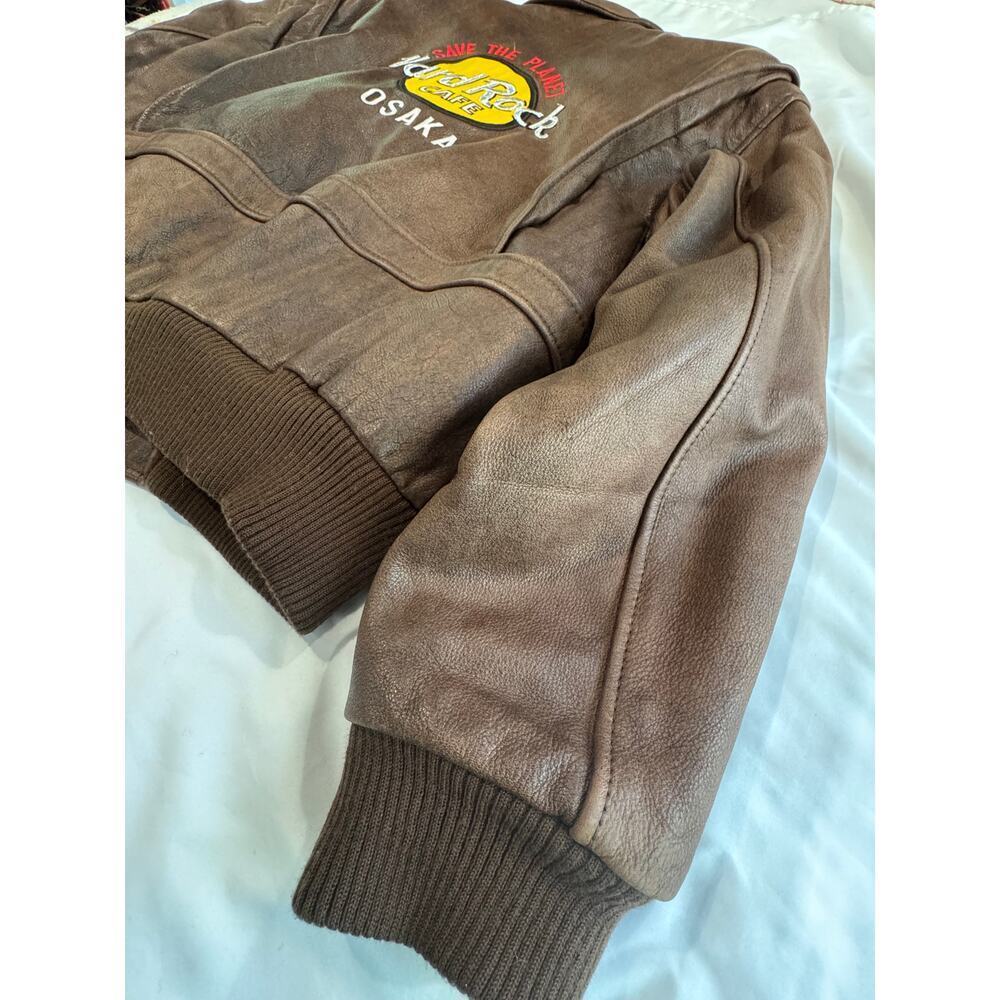 Hard Rock Cafe OSAKA Vintage LEather Bomber Jacket - Picture 11 of 16